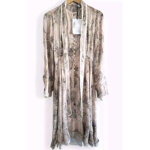 ZARA Studio Dress Women's XS Pink Beige Floral Print Limited Edition Long NWT